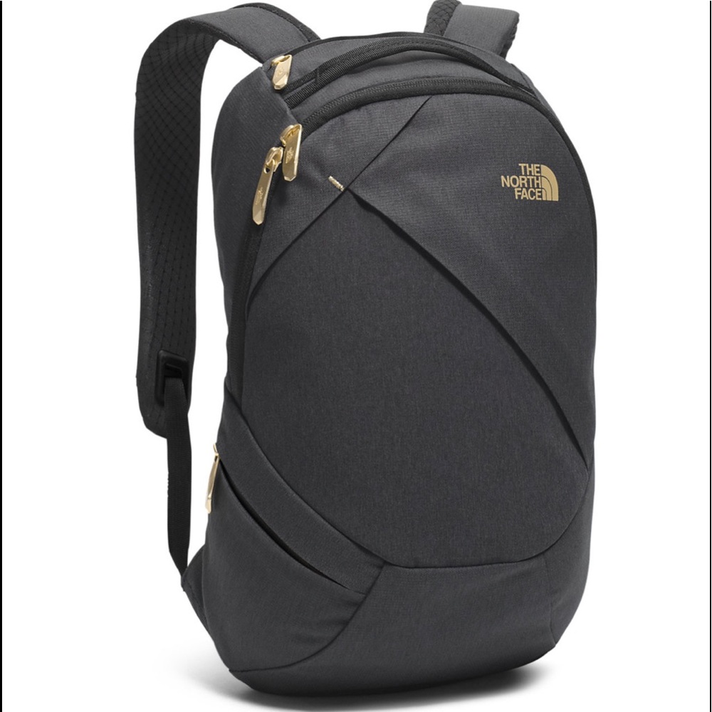 NORTH FACE day pack, Black w/ gold accents
